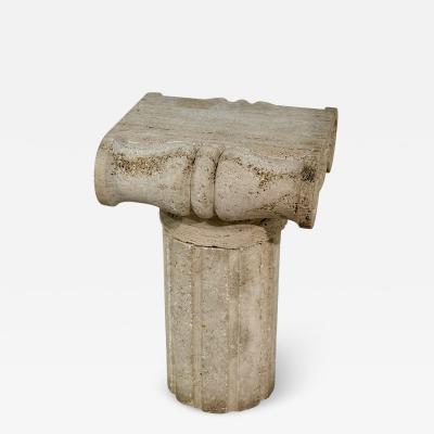 Vintage Italian Carved Travertine Column Pedestal 1950s