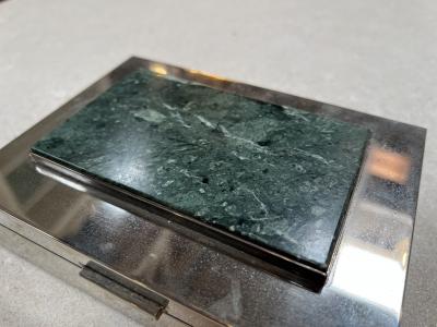 Vintage Italian Chrome and Stone Decorative Box 1970s