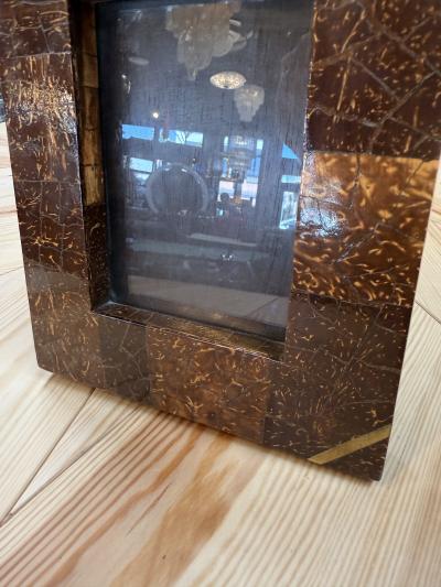 Vintage Italian Coconut Shell Mosaic Picture Frame