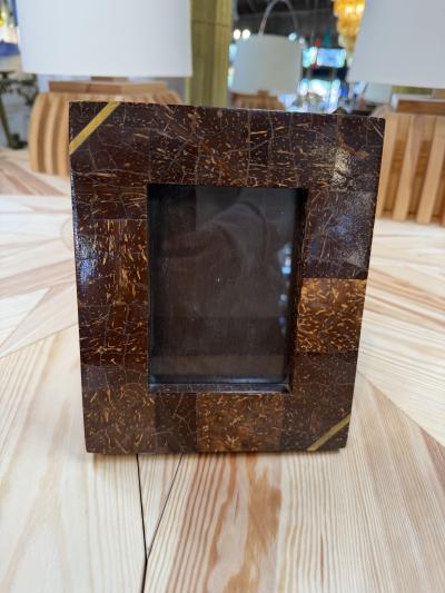 Vintage Italian Coconut Shell Mosaic Picture Frame