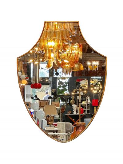 Vintage Italian Curvilinear Brass Wall Mirror 1960s