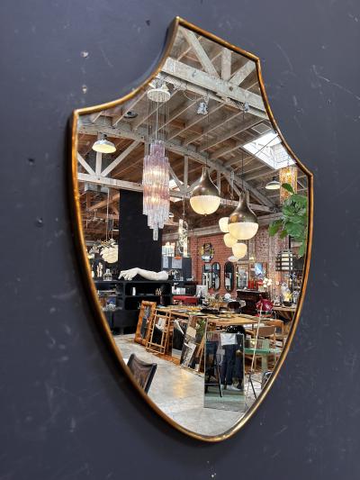 Vintage Italian Curvilinear Brass Wall Mirror 1960s