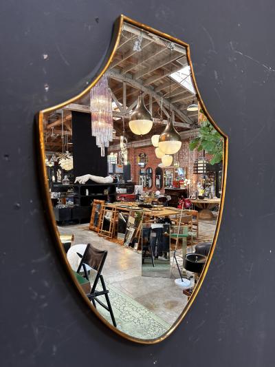 Vintage Italian Curvilinear Brass Wall Mirror 1960s