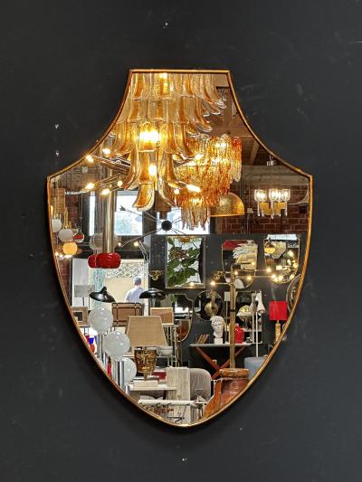 Vintage Italian Curvilinear Brass Wall Mirror 1960s