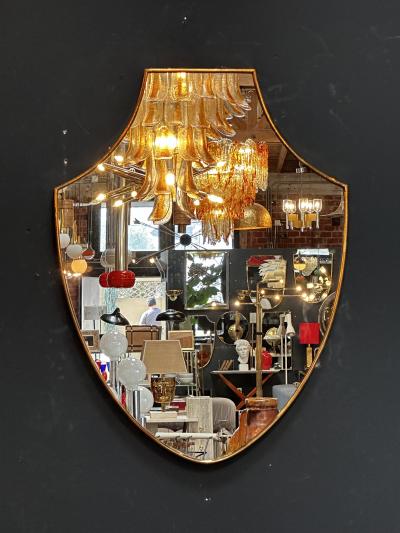 Vintage Italian Curvilinear Brass Wall Mirror 1960s