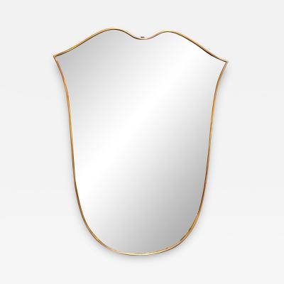 Vintage Italian Curvilinear Brass Wall Mirror 1980s