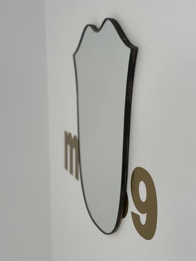 Vintage Italian Curvilinear Brass Wall Mirror 1980s