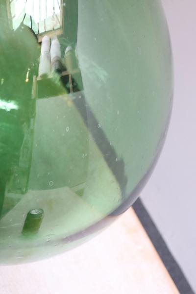 Vintage Italian Emerald Green Blown Glass Teardrop Form Demijohn Carboy