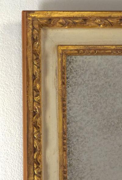 Vintage Italian Gilt and Painted Frame with Later Mirror Italy circa 1950