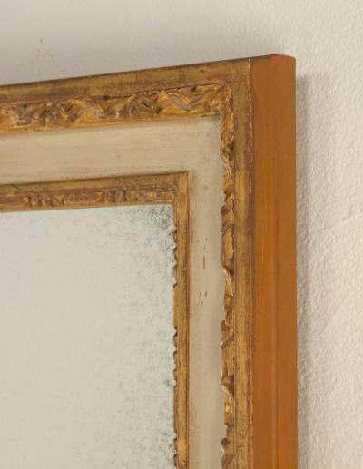 Vintage Italian Gilt and Painted Frame with Later Mirror Italy circa 1950