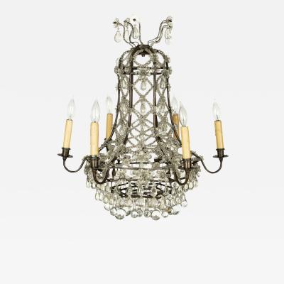 Vintage Italian Glass and Crystal Chandelier