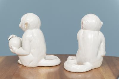 Vintage Italian Glazed Ceramic Monkeys