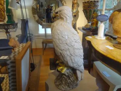 Vintage Italian Glazed Terracotta Eagle Sculpture