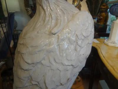 Vintage Italian Glazed Terracotta Eagle Sculpture