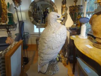 Vintage Italian Glazed Terracotta Eagle Sculpture