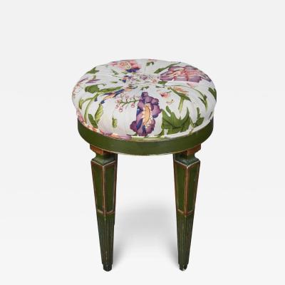 Vintage Italian Green Painted Scalamandre Botanical Footstool Stool