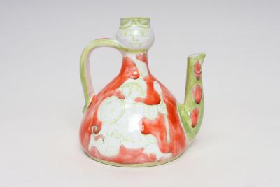Vintage Italian Hand Painted Ceramic Figural Pitcher Vase by Giovanni de Simone