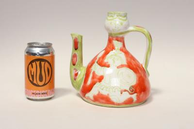 Vintage Italian Hand Painted Ceramic Figural Pitcher Vase by Giovanni de Simone