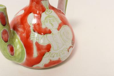 Vintage Italian Hand Painted Ceramic Figural Pitcher Vase by Giovanni de Simone