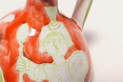 Vintage Italian Hand Painted Ceramic Figural Pitcher Vase by Giovanni de Simone
