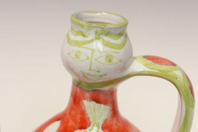 Vintage Italian Hand Painted Ceramic Figural Pitcher Vase by Giovanni de Simone