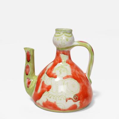 Vintage Italian Hand Painted Ceramic Figural Pitcher Vase by Giovanni de Simone