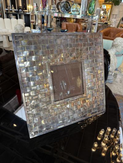 Vintage Italian Hand Woven Silver Plate Picture Frame 1970s