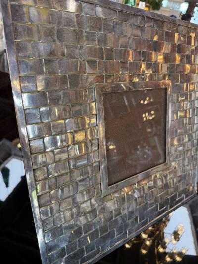 Vintage Italian Hand Woven Silver Plate Picture Frame 1970s
