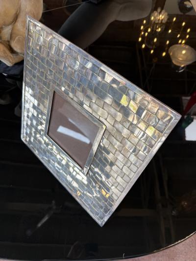 Vintage Italian Hand Woven Silver Plate Picture Frame 1970s