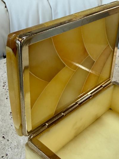 Vintage Italian Honey Marble and Brass Decorative Box