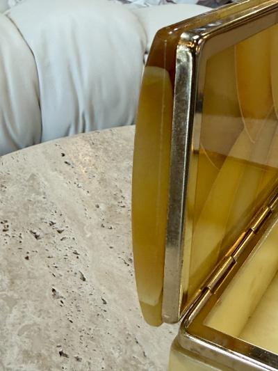 Vintage Italian Honey Marble and Brass Decorative Box