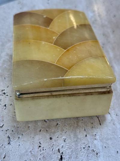 Vintage Italian Honey Marble and Brass Decorative Box