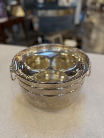 Vintage Italian Ice Bucket with Three Compartment Insert 1970s