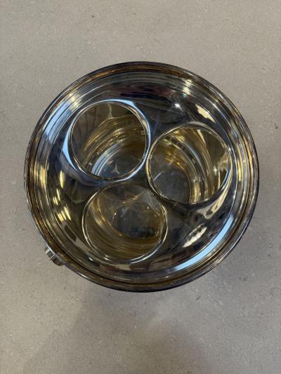 Vintage Italian Ice Bucket with Three Compartment Insert 1970s