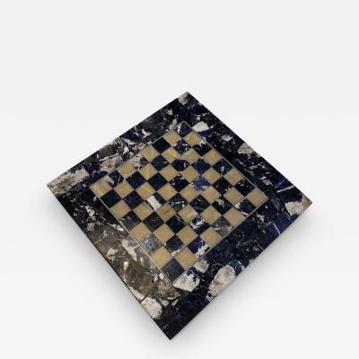 Vintage Italian Lapiz Lazuli Chess Board 1980s