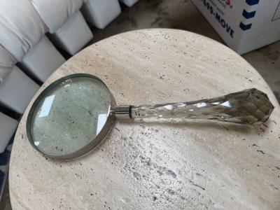 Vintage Italian Magnifying Glass with Faceted Crystal Handle