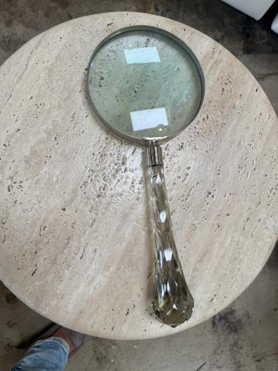 Vintage Italian Magnifying Glass with Faceted Crystal Handle