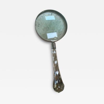 Vintage Italian Magnifying Glass with Faceted Crystal Handle