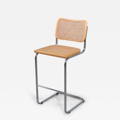 Vintage Italian Marcel Breuer Style Caned Bar Stool