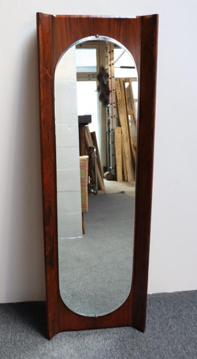 Vintage Italian Modern Rosewood Wall Mirror Designed by Donati for Stil Glass