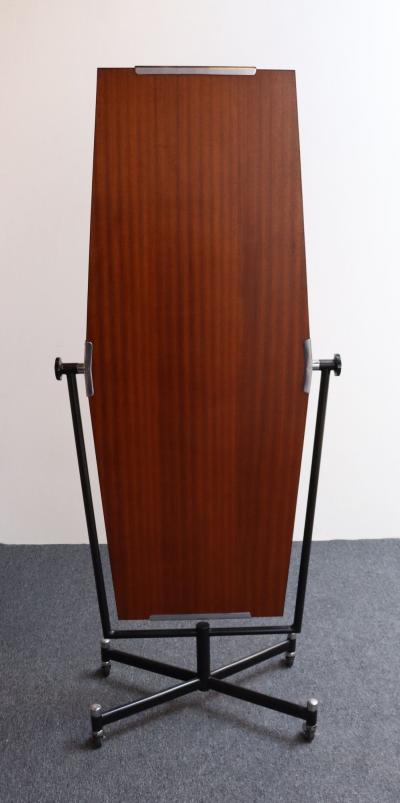 Vintage Italian Modernist Hexagonal Steel and Chrome Cheval Dressing Mirror