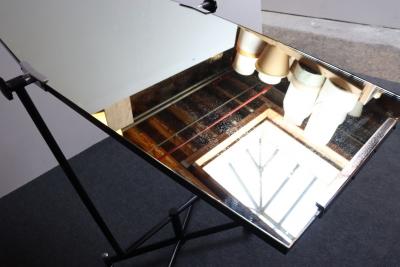 Vintage Italian Modernist Hexagonal Steel and Chrome Cheval Dressing Mirror