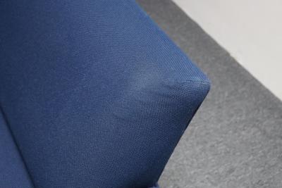 Vintage Italian Modernist Sculptural Sofa in Blue Tweed with Brass Tapered Legs