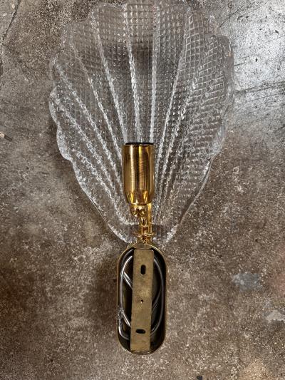 Vintage Italian Murano Wall Sconces with Brass Base 1970s