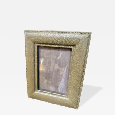 Vintage Italian Olive Green Leather Picture Frame 1970s