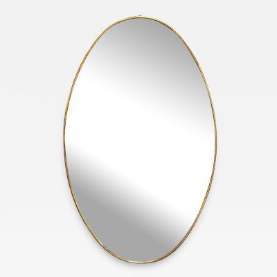 Vintage Italian Oval Brass Wall Mirror 1970s