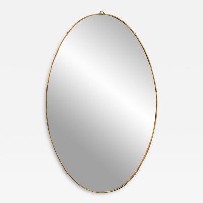 Vintage Italian Oval Brass Wall Mirror 1980