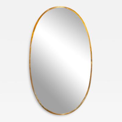 Vintage Italian Oval Brass Wall Mirror 1980s