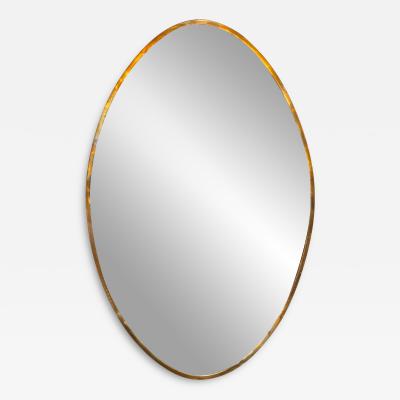 Vintage Italian Oval Brass Wall Mirror 1980s