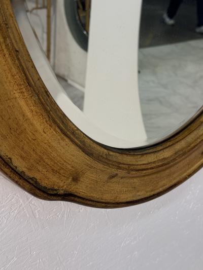 Vintage Italian Oval Mirror with Gilded Frame 1960s